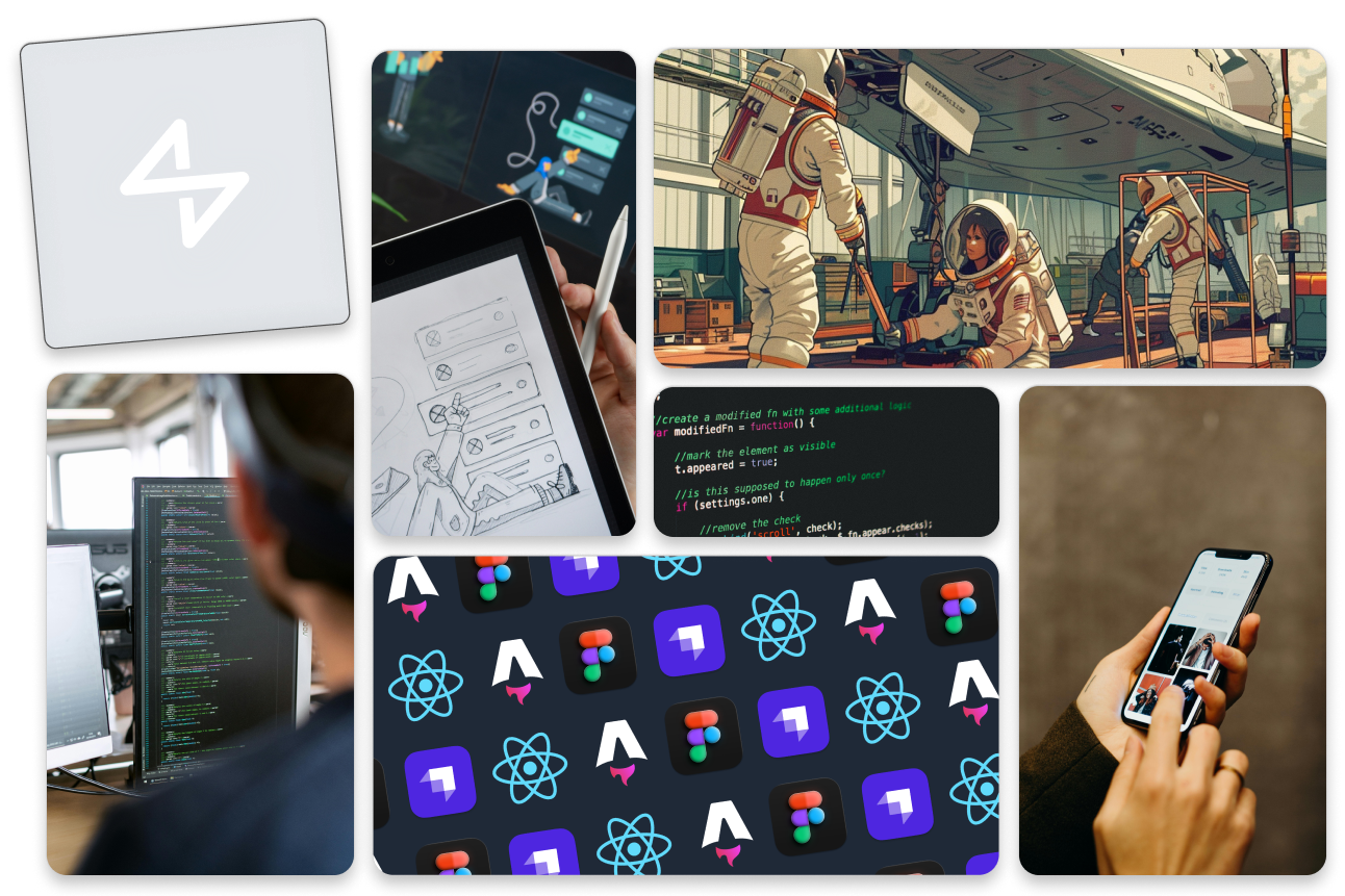 Kollage diverser illustrierter Bilder, die das Spektrum der SP4 Services zeigen